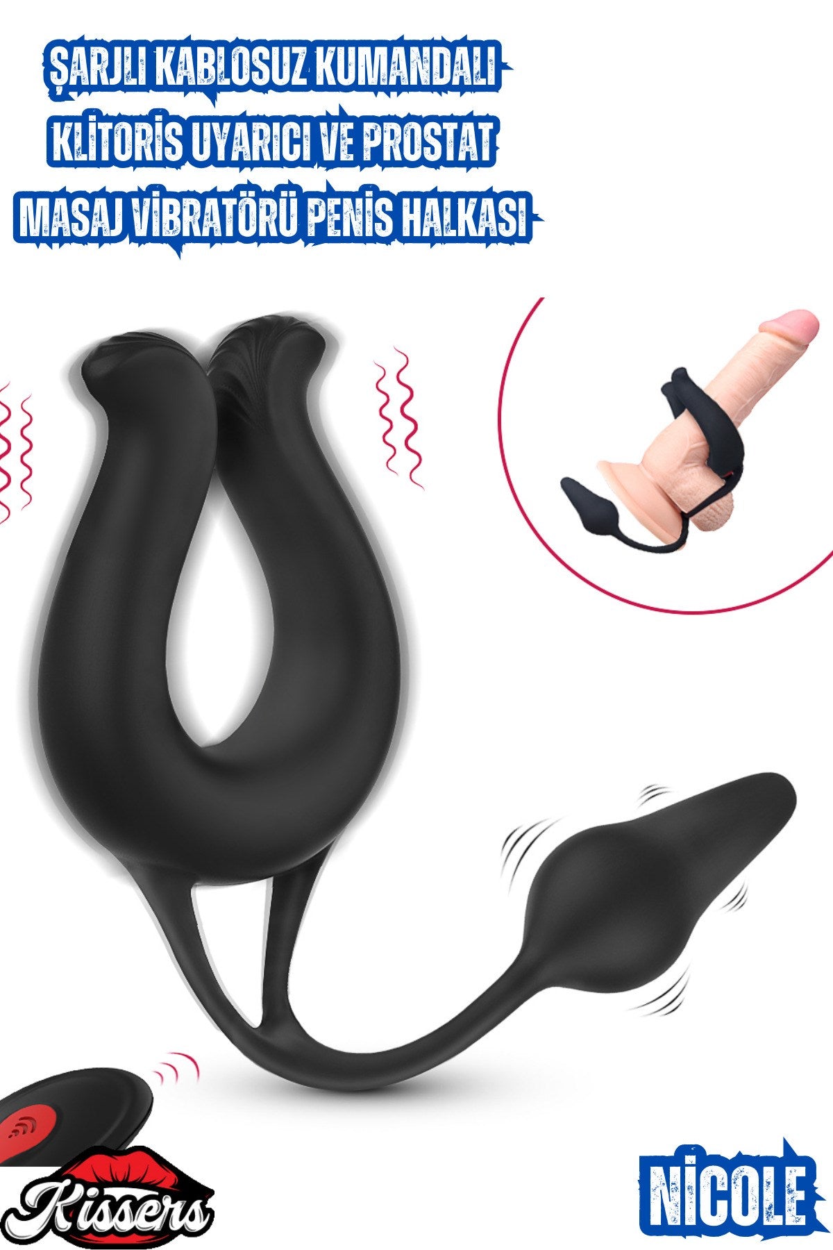 Şarjlı Kablosuz Kumandalı Klitoris Uyarıcı ve Masaj Vibratörü Penis Halkası