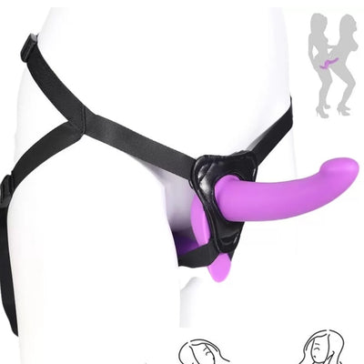 Uyarıcı Tamponlu Ultra Yumuşak Dokulu Lezbiyen Çift Taraflı Kemerli Silikon Dildo Penis