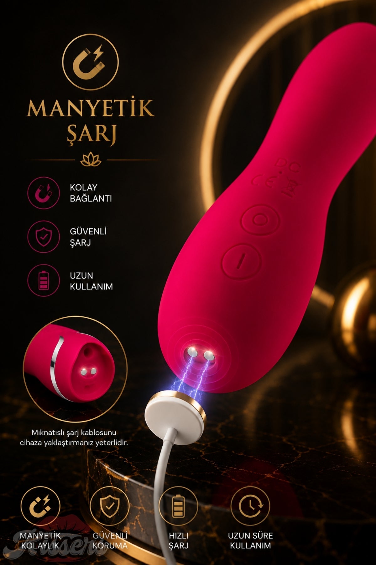 Jos Enila Vakum ve Titreşim Özellikli Üç Motorlu Pembe Tavşan Vibratör