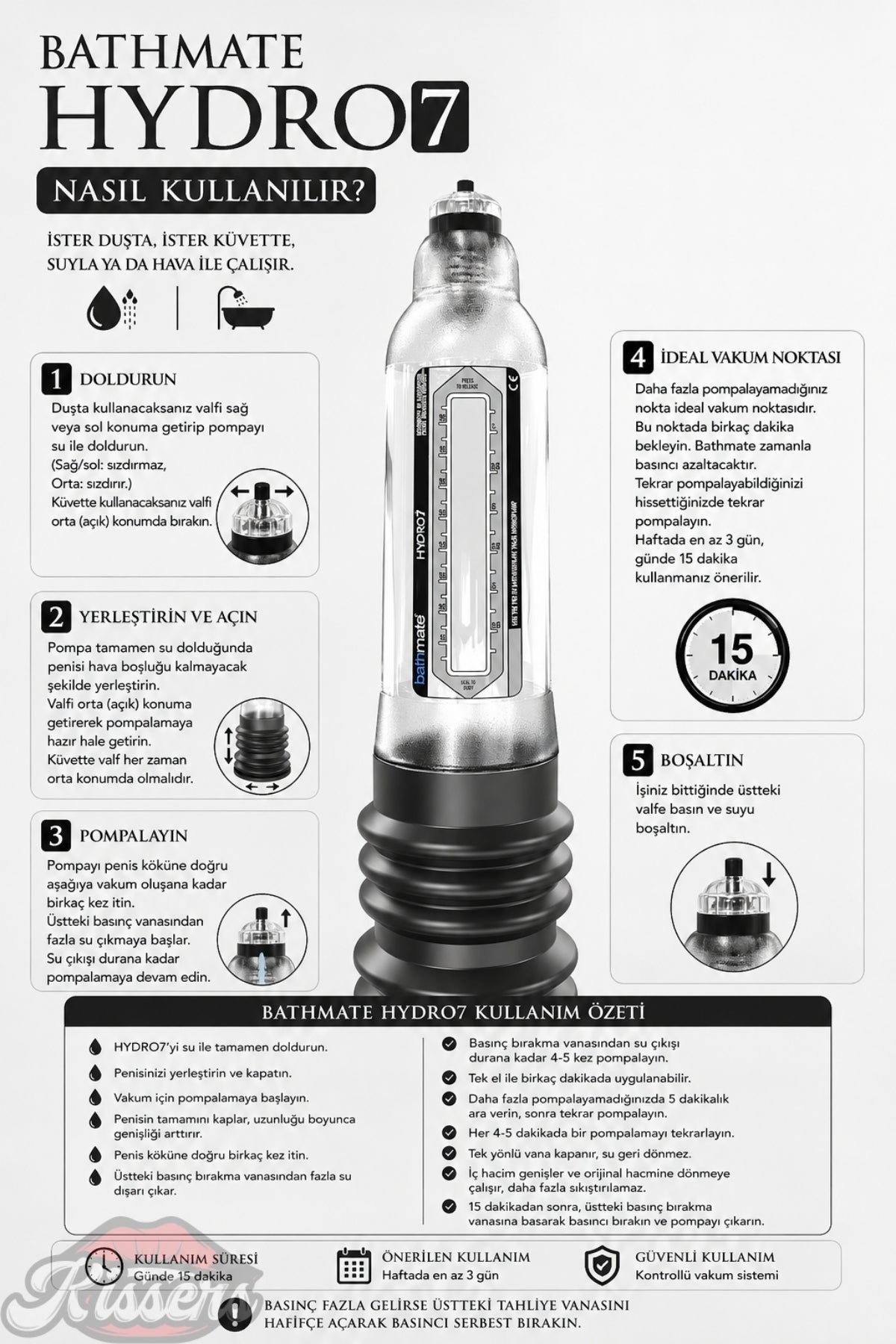 Bathmate Etkili Ultra Güçlü Hidroponik Hydro 7 Penis Pompası