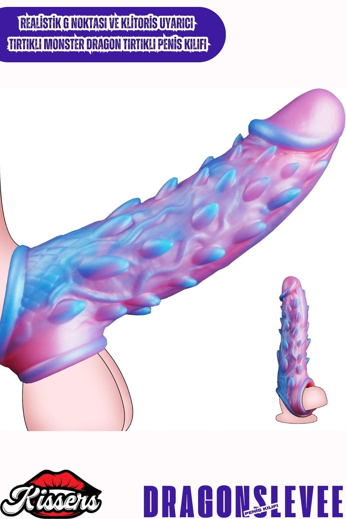 Realistik G Noktası Ve Klitoris Uyarıcılı Tırtıklı Testisli Monster Dragon Penis Kılıfı