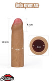 4.5 CM 17 CM Dolgulu Premium Sünnetsiz Silikon Melez Testissiz Penis Kılıfı