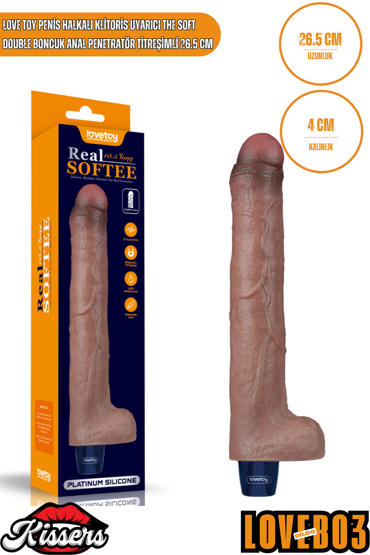 Lovetoy Penis Halkalı Klitoris Uyarıcı The Soft Double Boncuk Anal Penetratör Titreşimli 26.5 cm
