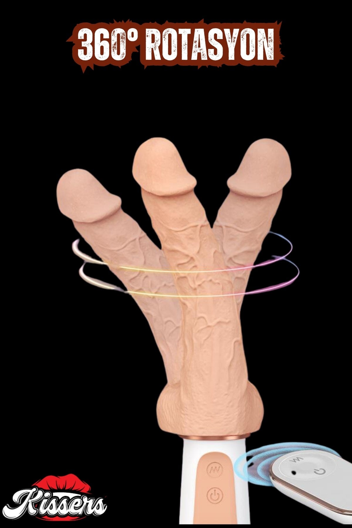 Sex Makinesi Vantuzlu Isıtmalı Titreşimli ve 360° Dönme Hareketli Yapay Penis Dildo Vibratör 24 Cm