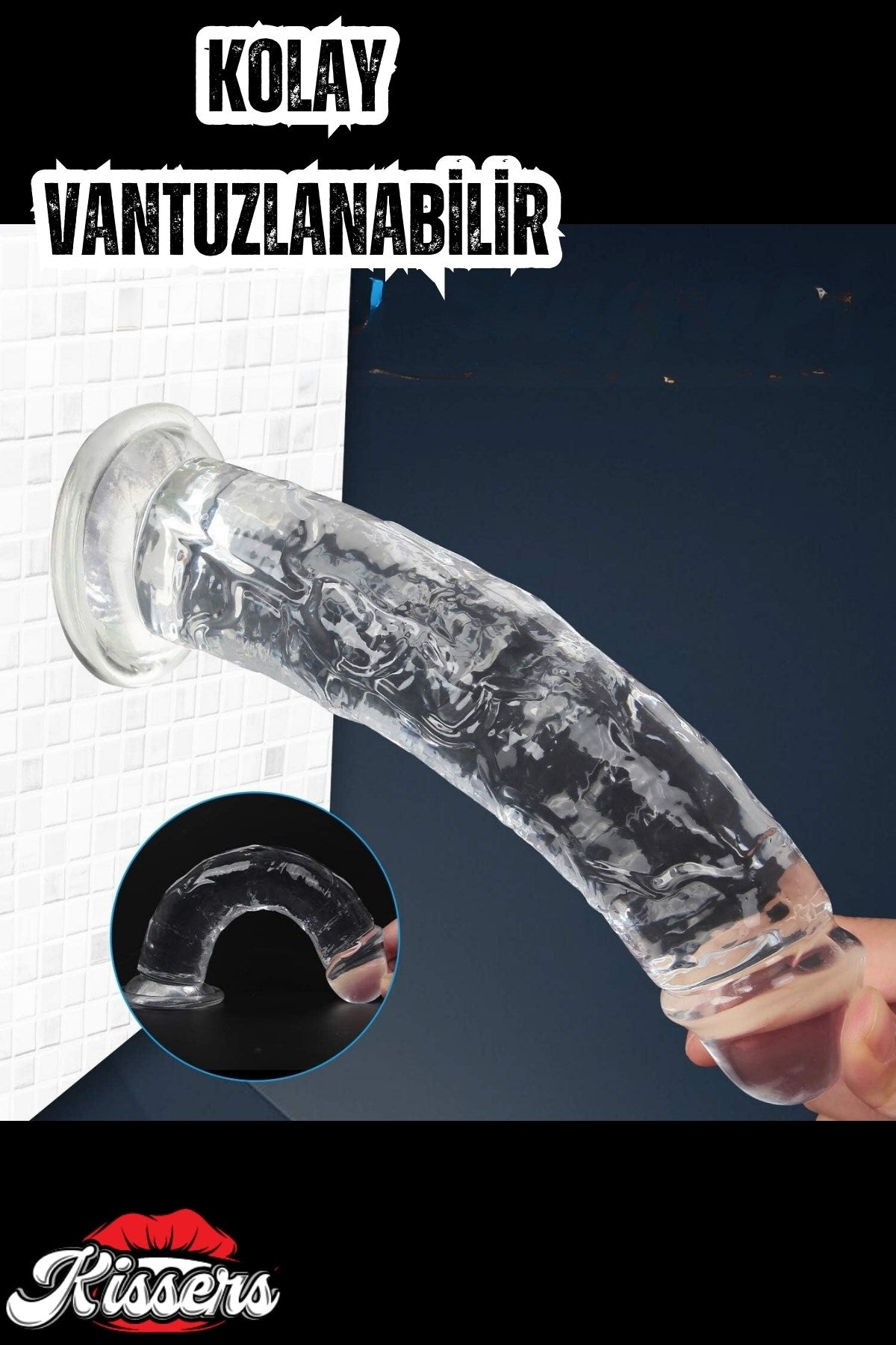 Şeffaf Jel Dokusunda Testissiz Damarlı Belden Bağlamalı Lüx Kemerli Realistik Penis Dildo 20 Cm