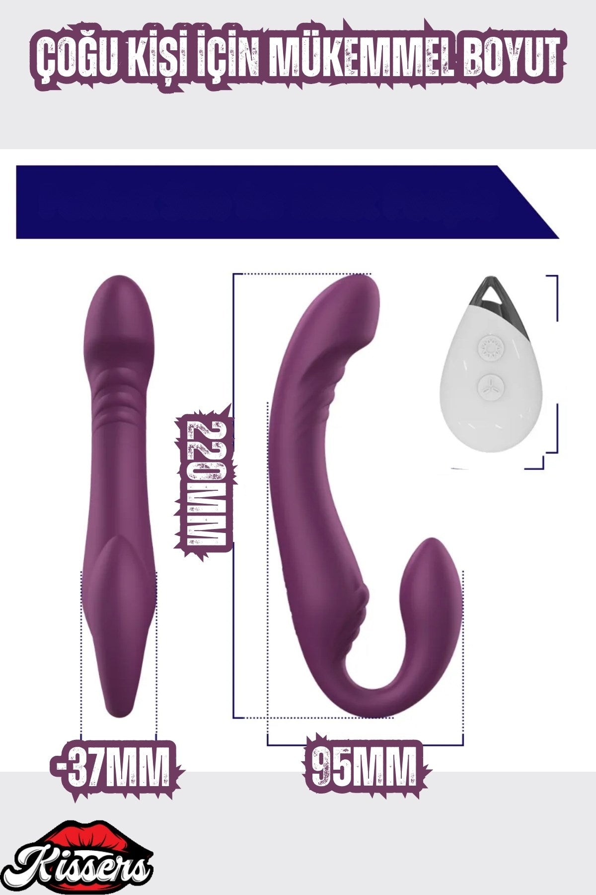 Alice Şarjlı Uzaktan Kumandalı Rotasyon Hareketli Çift Taraflı Strapless Strapon Vibratör