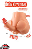 Anal Girişli 17 CM Penisli Realistik Kalça Isıtmalı Titreşimli Yarım Vücut Erkek Manken 4 KG
