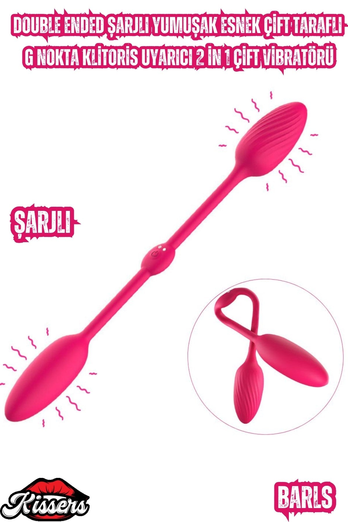 Double Ended Şarjlı Yumuşak Esnek Çift Taraflı G Nokta Klitoris Uyarıcı Çift Vibratörü