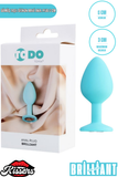 Brilliant Gümüş Taşlı Silikon Anal Plug 8 cm Mavi Medikal Silikon