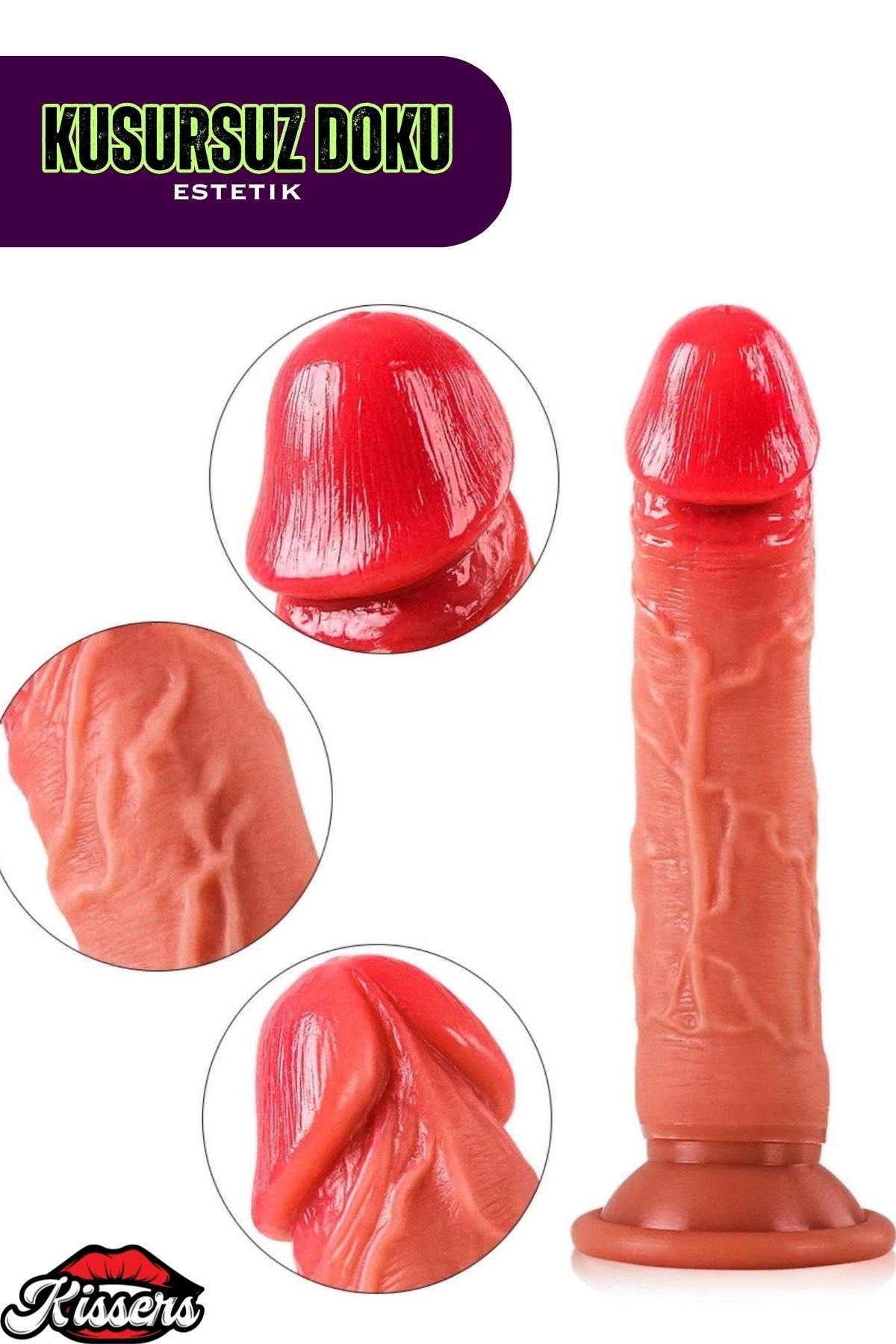 Ultra Yumuşak Damarlı Doku Çift Katmanlı Silikon Gerçekçi Testissiz Dildo Penis 17 Cm