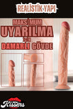 Oyuncak Gerçekçi Et Dokusunda Realistik Testissiz İnce Büyük Boy Penis Dildo 35 Cm
