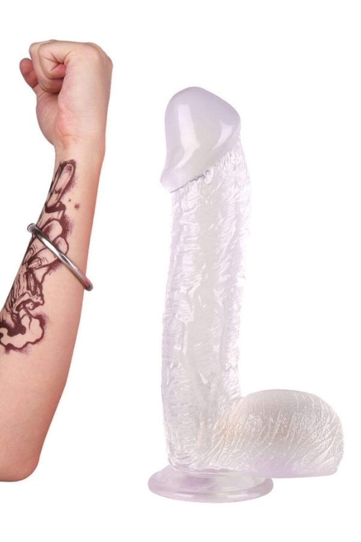 Ultra Realistik Eğilip Bükülebilir G Noktası Ve Klitoris Uyarıcı Dev Beyaz Jel Penis Dildo 28 Cm
