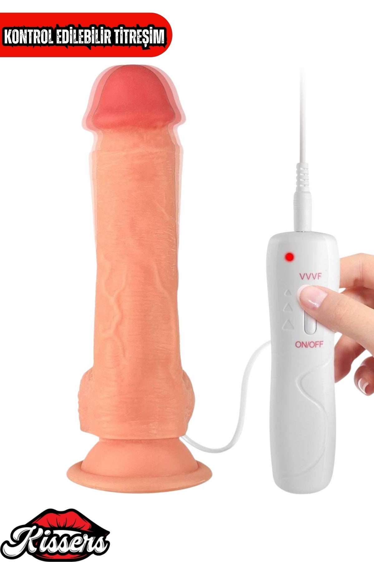 Kablolu Kumandalı Vantuzlu Güçlü Titreşimli Gerçekçi Yapay Penis Realistik Dokuda Dildo 20 cm