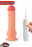 Kablolu Kumandalı Vantuzlu Güçlü Titreşimli Gerçekçi Yapay Penis Realistik Dokuda Dildo 20 cm