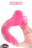 Ultra Realistik Damarlı Bükülebilir Vantuzlanabilir Jel Dokusunda Pembe Dildo Penis 23 Cm