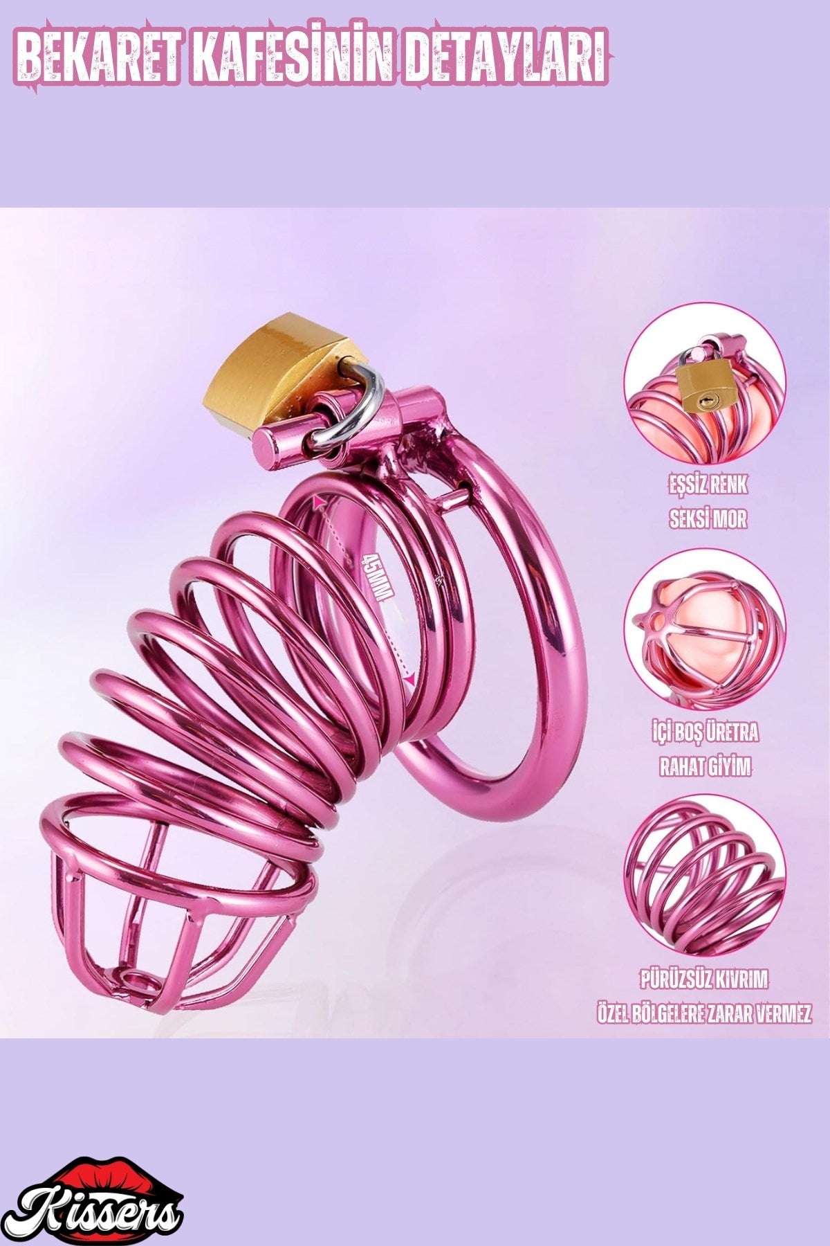 Chastity Cock Cage Erkek Bekaret Pembe Penis Kemerli Esaret Penis Kafesi