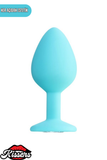 Brilliant Gümüş Taşlı Silikon Anal Plug 8 cm Mavi Medikal Silikon