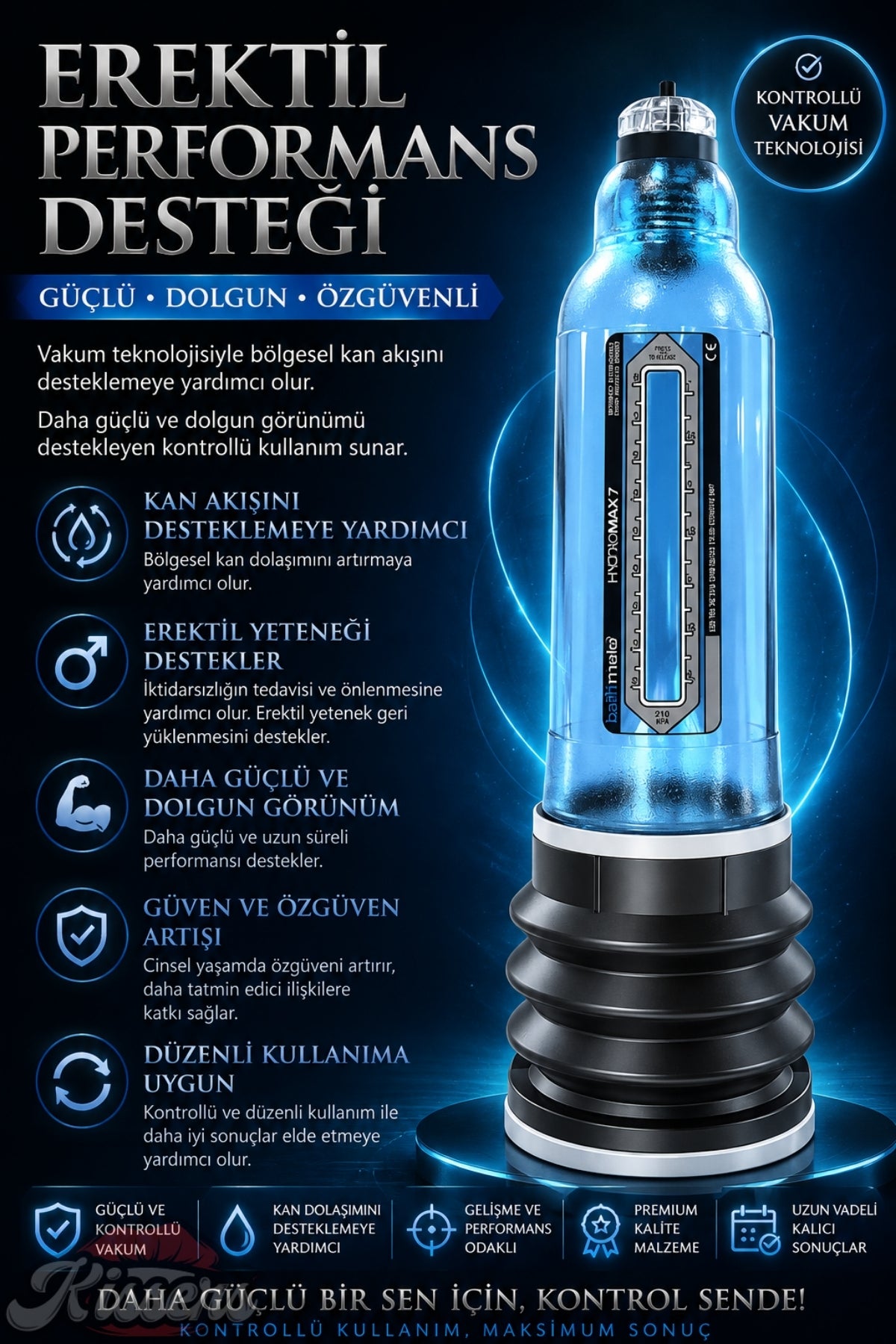 Bathmate Etkili Ultra Güçlü Hidroponik Hydro 7 Penis Pompası