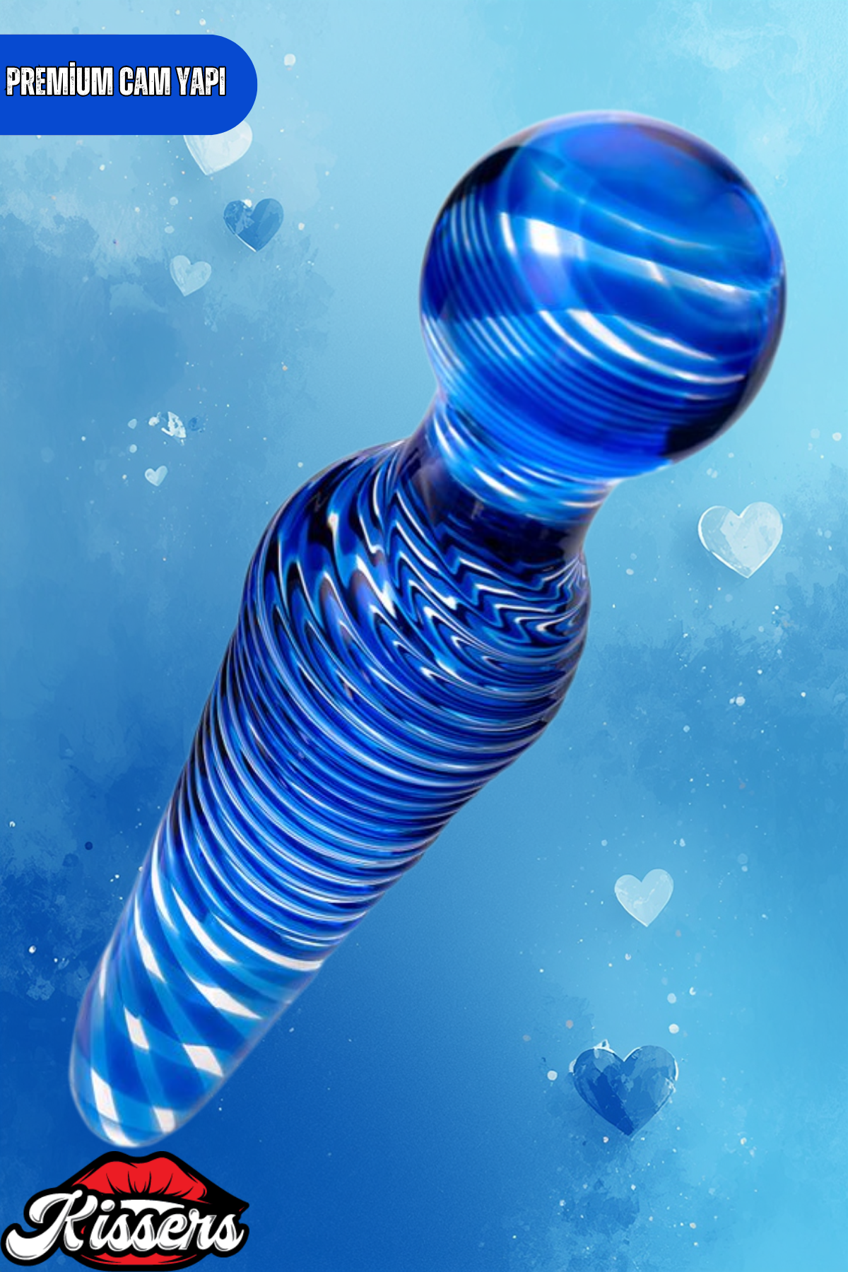 Çift Taraflı Kırılmaz Mavi Büyük Boy Tırtıklı Boğumlu Cam Dildo 25 Cm G Noktası Uyumlu Su Geçirmez Temperli Cam Masaj Ürünü