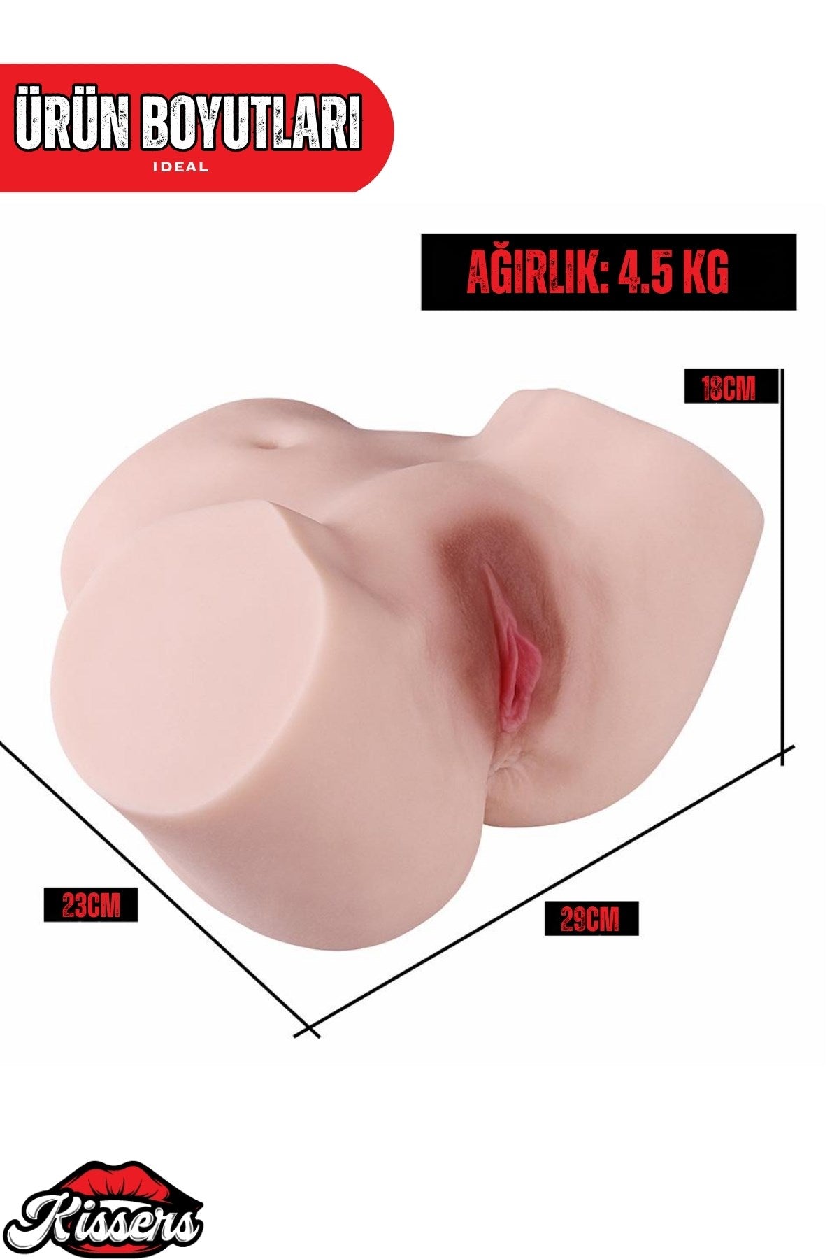 Yeni Nesil Anal Vajinal Titreşimli Isıtmalı 4.5 Kg 28 Cm Çift Girişli Ultra Realistik Kalça