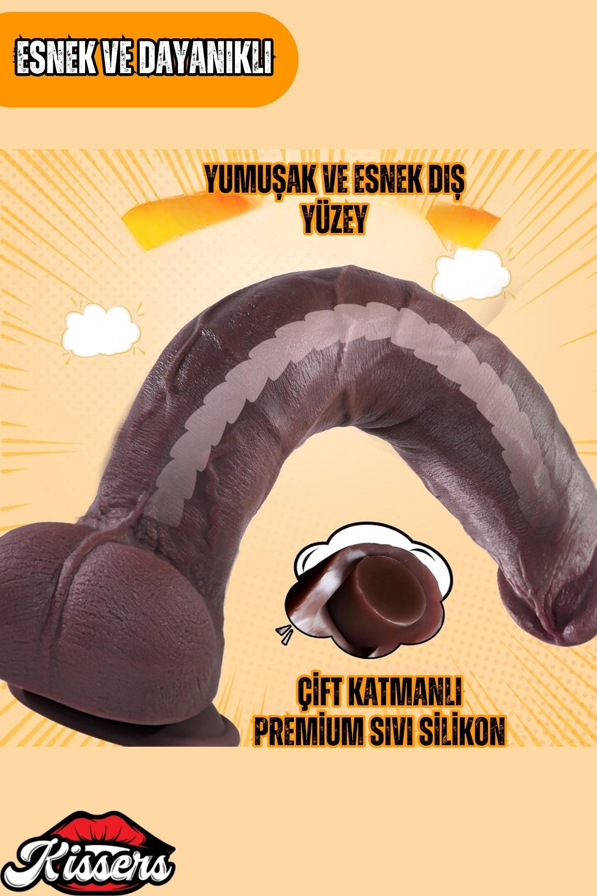 Ultra Realistik Esnek Damarlı Eğilip Bükülebilir Kalın Melez Penis Dildo Kalın Penis 21 Cm