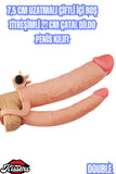 7,5 CM Uzatmalı Çiftli İçi Boş Titreşimli 21 CM Çatal Dildo Penis Kılıfı