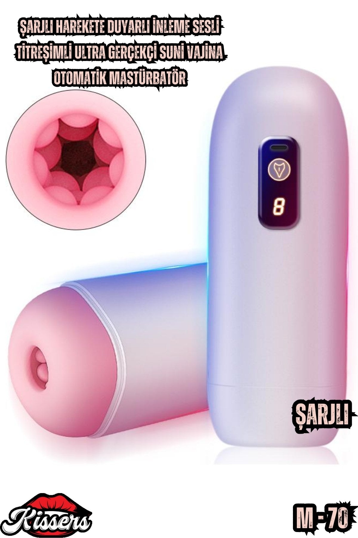 Şarjlı Harekete Duyarlı İnleme Sesli Titreşimli Ultra Gerçekçi Suni Vajina Otomatik Mastürbatör