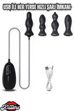4 Farklı Başlıklı 8 Şişirme 6 Titreşim Modlu Şarjlı Şişirilebilir Anal Set