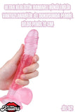 Ultra Realistik Damarlı Bükülebilir Vantuzlanabilir Jel Dokusunda Pembe Dildo Penis 19 Cm