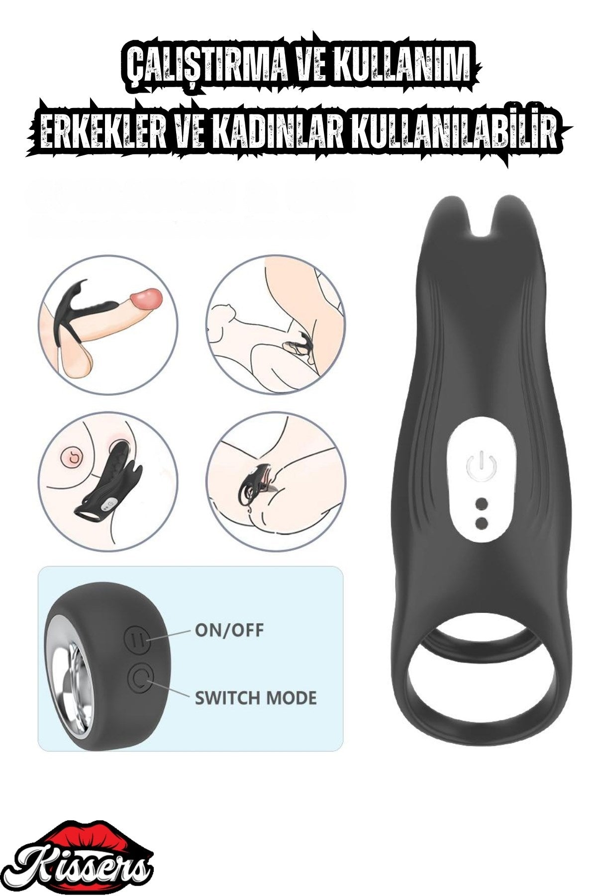 Alex Şarjlı Uzaktan Kumandalı G Nokta Klitoris Uyarıcı Vibratör Testis ve Penis Halkası