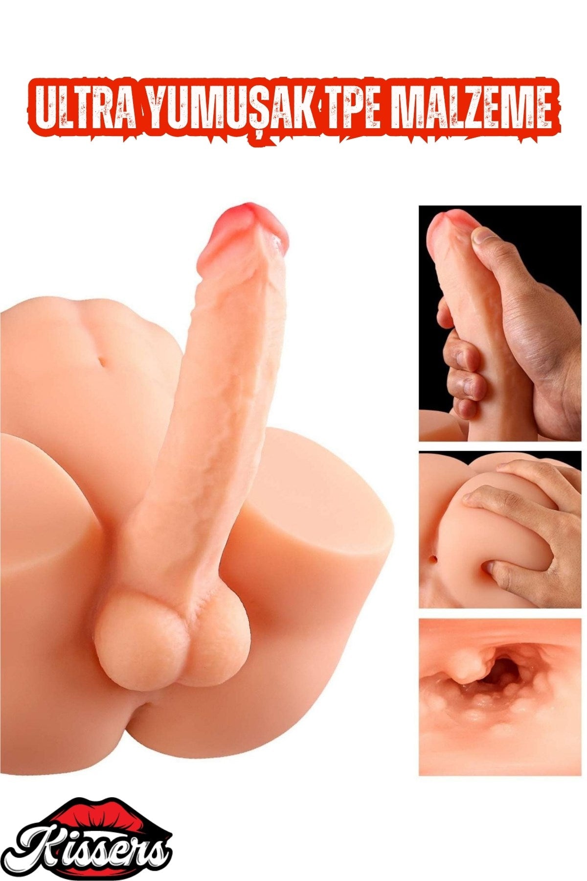 Anal Girişli 17 CM Penisli Realistik Kalça Isıtmalı Titreşimli Yarım Vücut Erkek Manken 4 KG