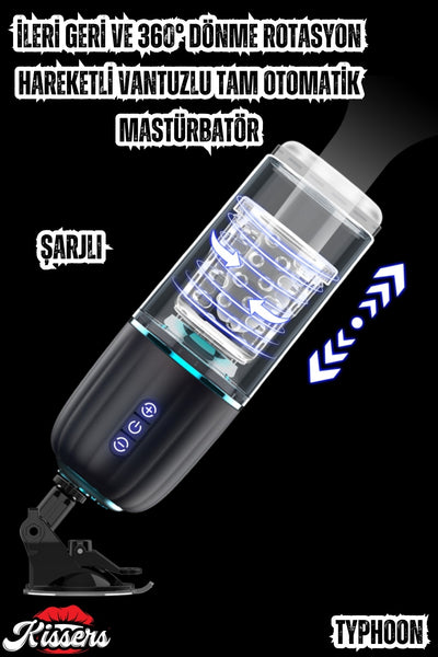 İleri Geri ve 360° Dönme Rotasyon Hareketli Vantuzlu Tam Otomatik Mastürbatör