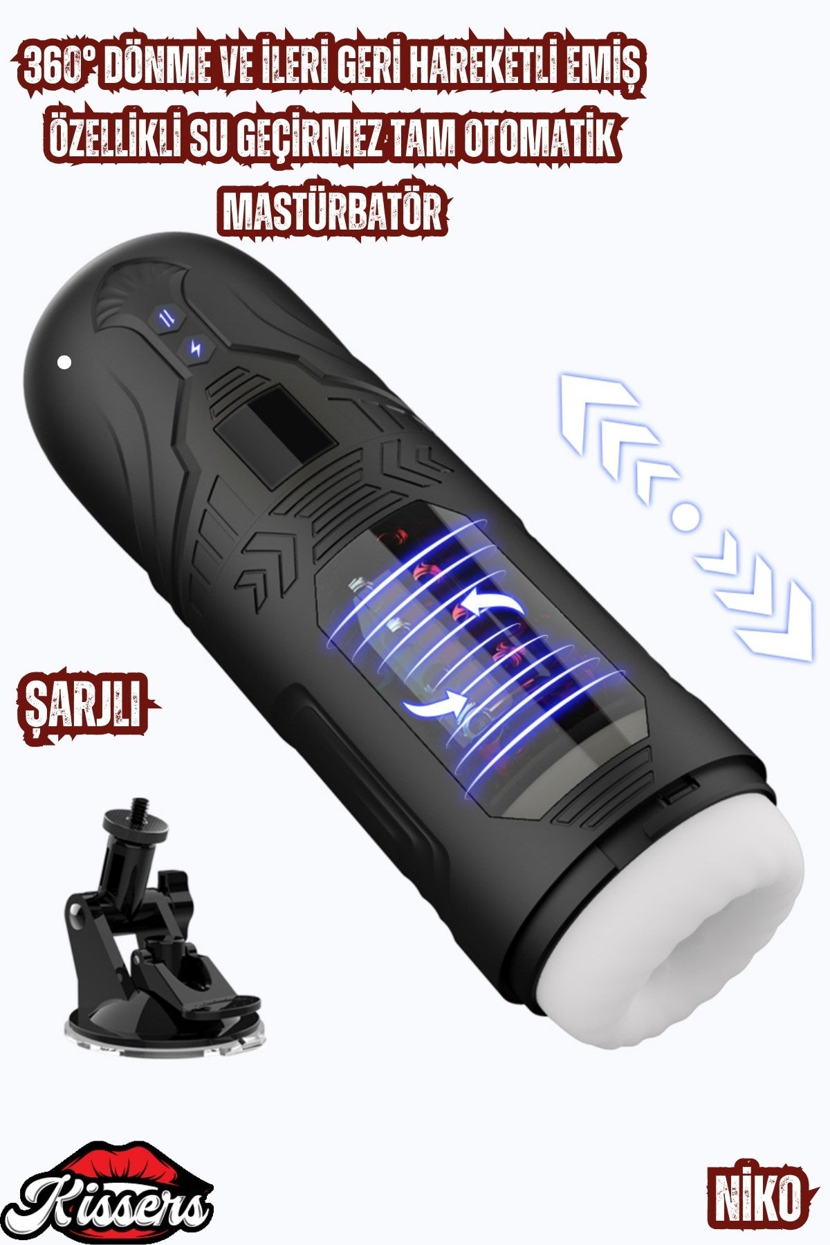 Şarjlı Vantuzlu İleri Geri Ve Dönme Hareketli Titreşimli Vajina Otomatik Mastürbatör