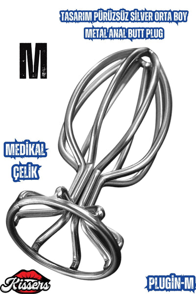 Paslanmaz Çelik İçi Boş Tasarım Pürüzsüz Silver Orta Boy Metal Anal Butt Plug