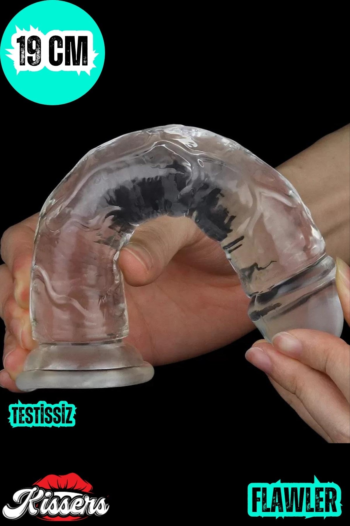 Yeni Nesil Cinsel Oyuncak Testissiz Şeffaf Jel Dokusunda Ultra Realistik Penis Dildo 19 Cm