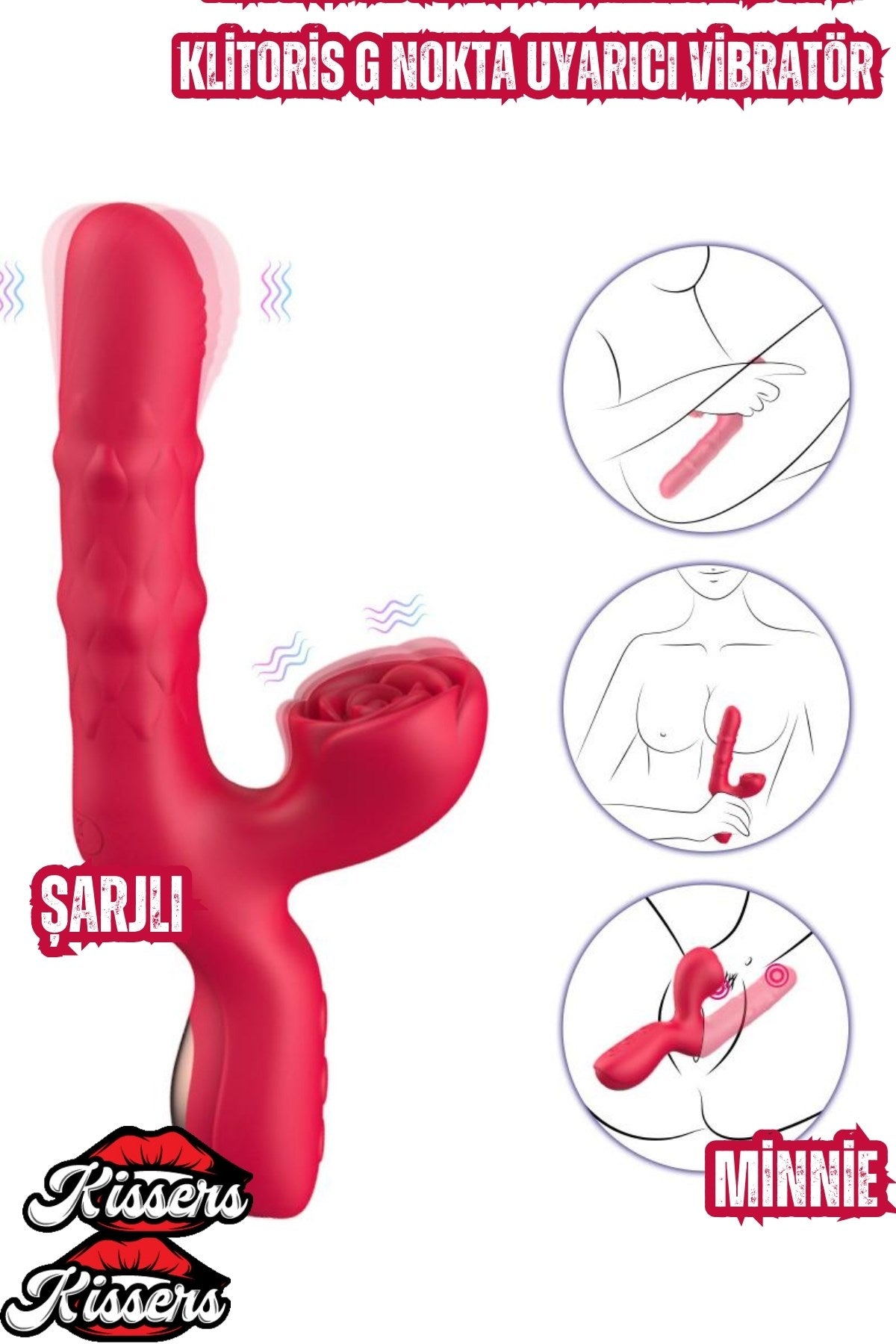 Şarjlı Kayma Ve Dalga Hareketli Klitoris G Nokta Uyarıcı Vibratör Kırmızı Vibratör