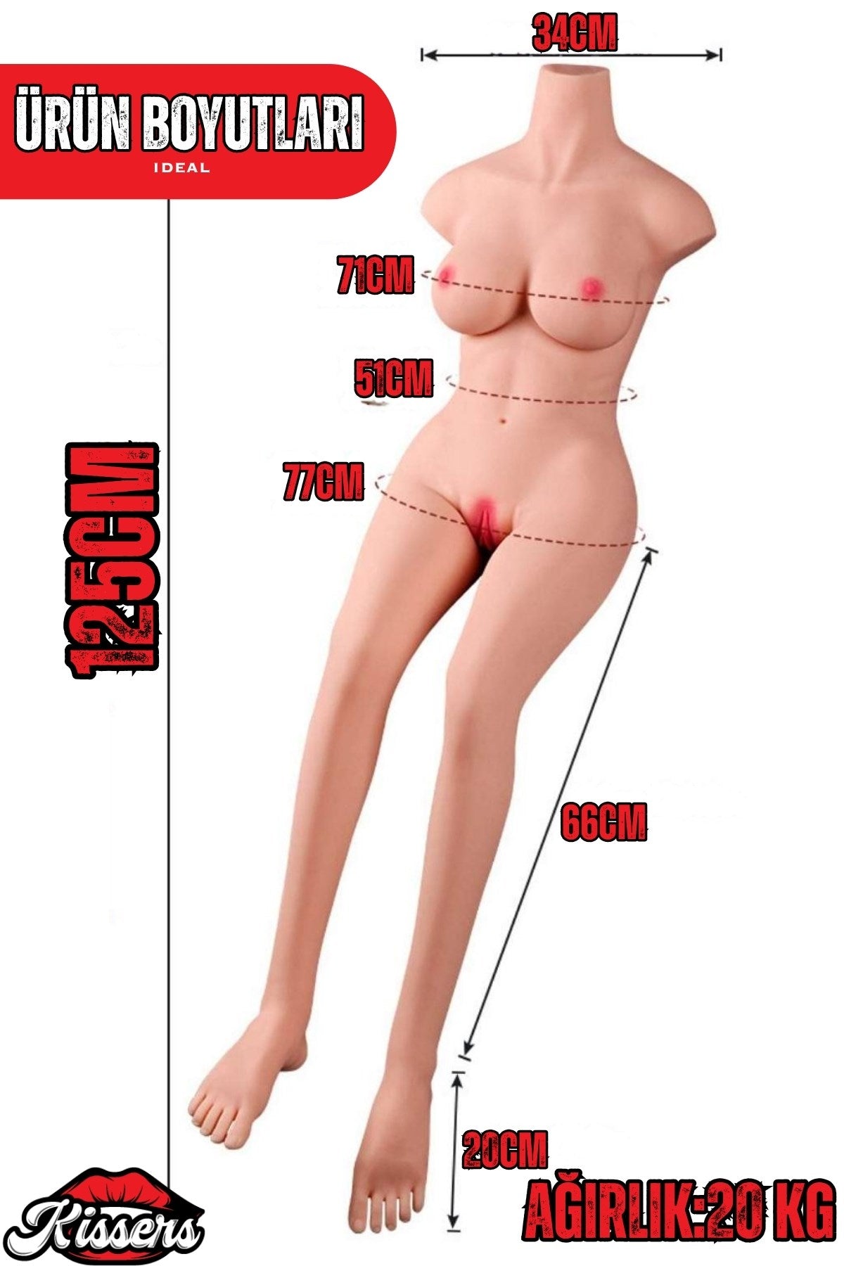 Yeni Nesil Anal Vajinal Titreşimli Isıtmalı Tam Boy 20 Kg 1.25 Cm Beyaz Ten Realistik Manken Mastürbatör