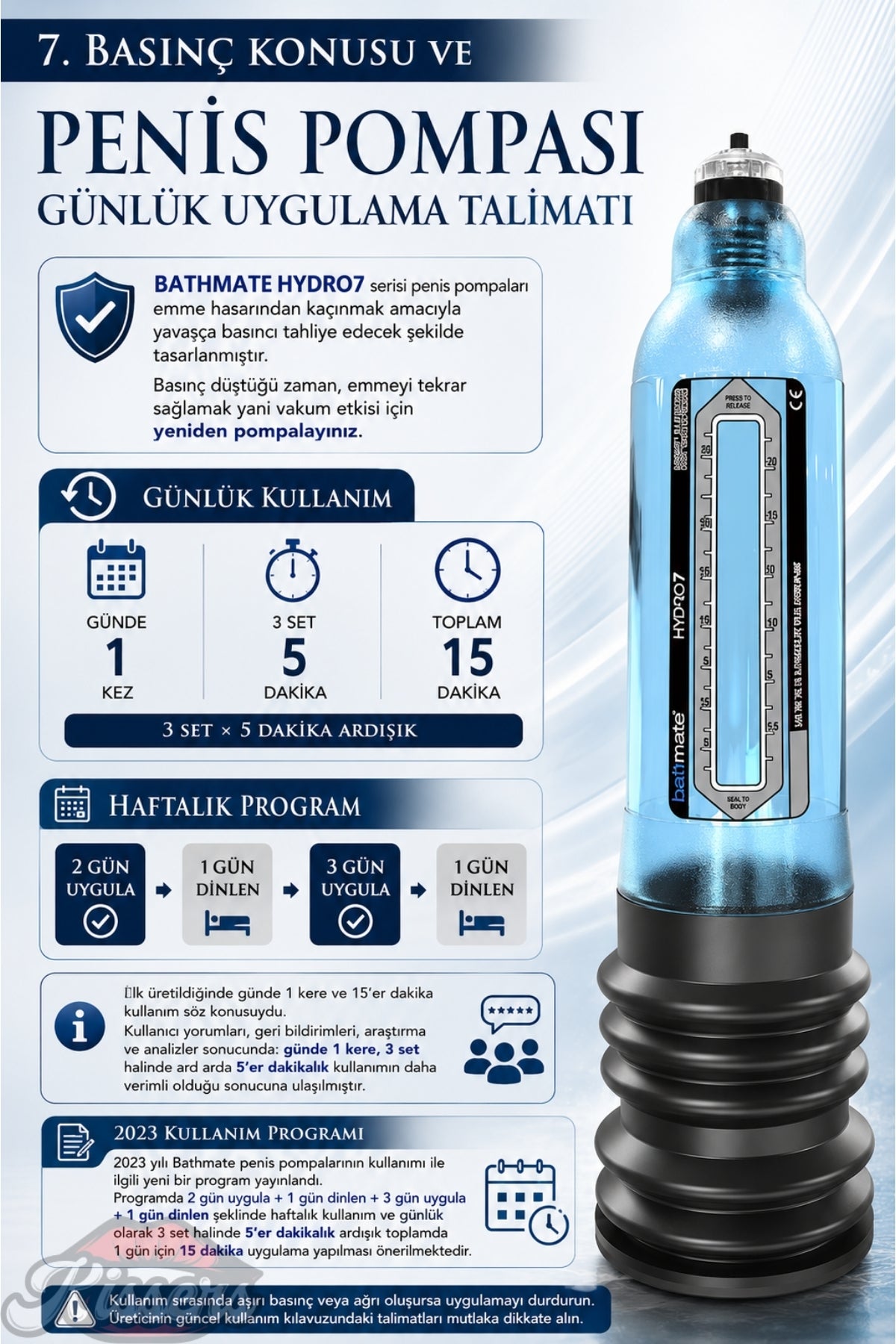 Bathmate Etkili Ultra Güçlü Hidroponik Hydro 7 Penis Pompası