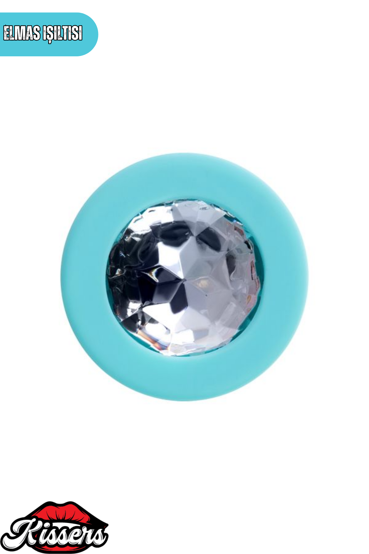 Brilliant Gümüş Taşlı Silikon Anal Plug 8 cm Mavi Medikal Silikon