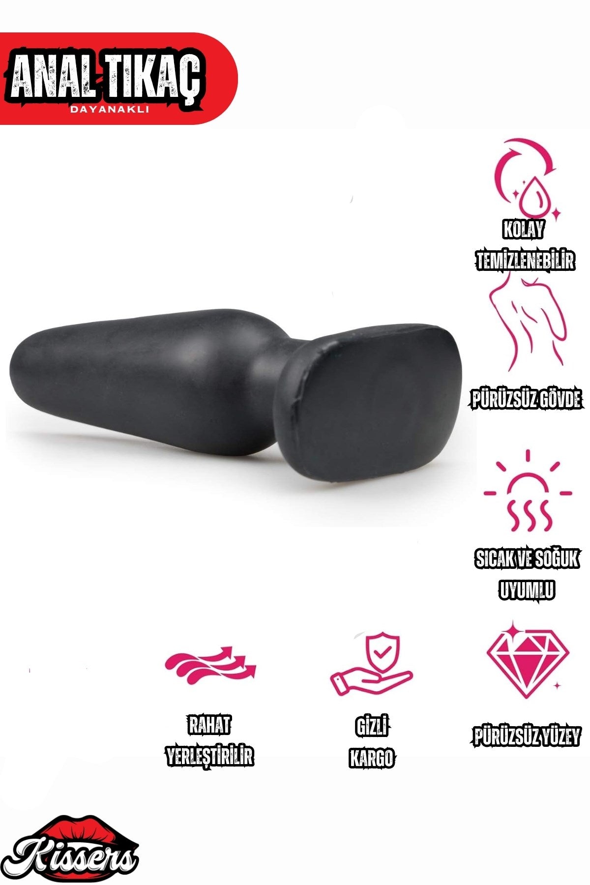 Yeni Başlayanlar İçin Tutamaçlı Kademeli Silikon Genişletici Anal Plug Tıkaç 7.5 Cm