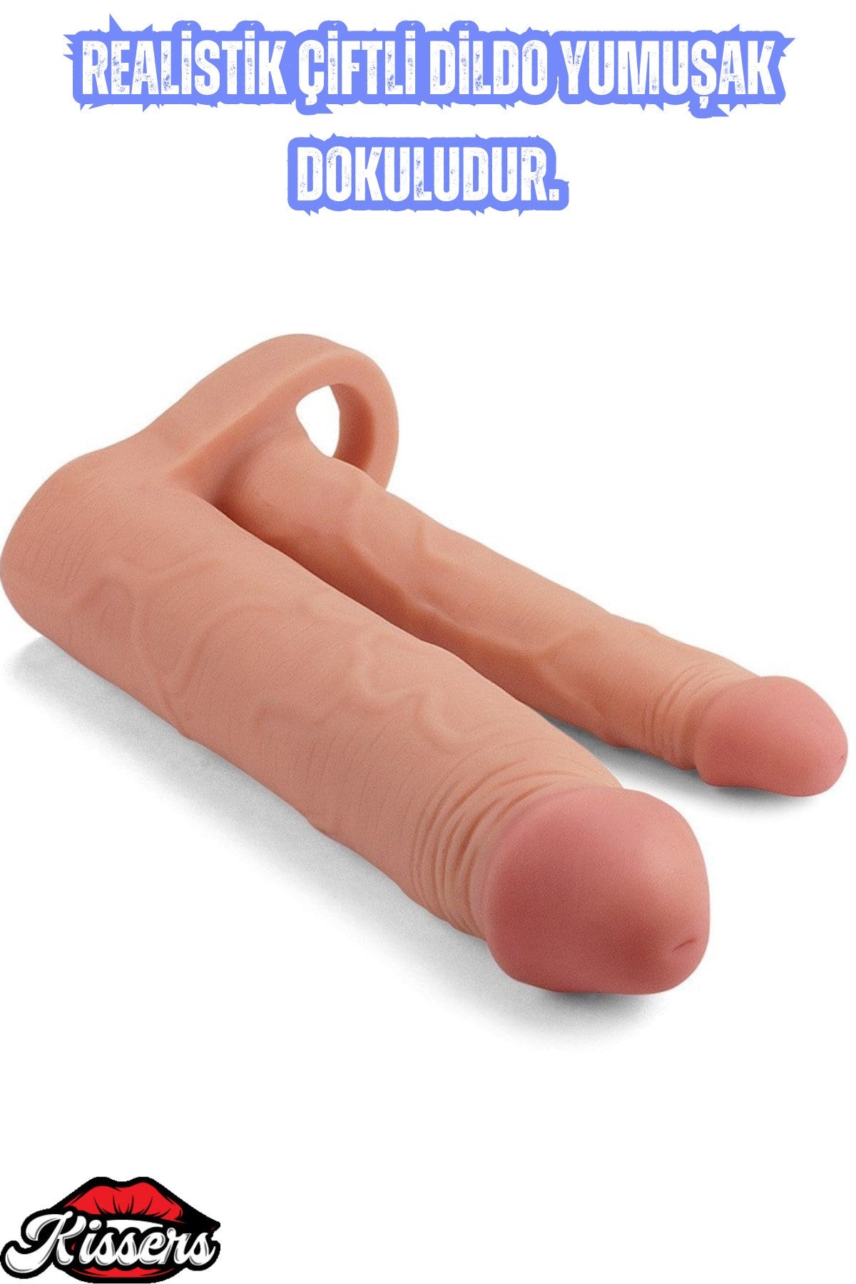 5 CM Uzatmalı Çiftli İçi Boş Testis Kavramalı 20 CM Çatal Dildo Penis Kılıfı