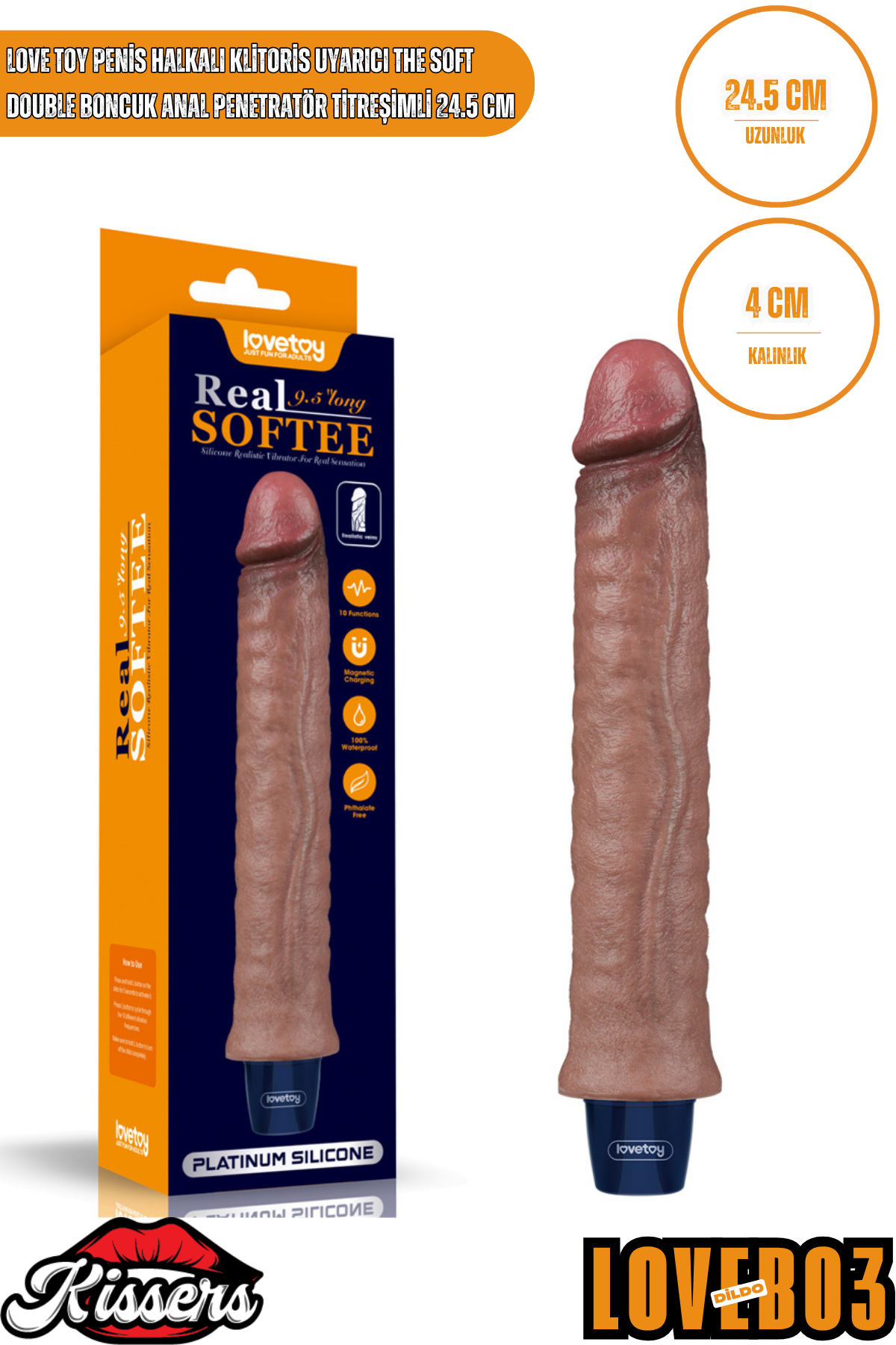 Lovetoy Penis Halkalı Klitoris Uyarıcı The Soft Double Boncuk Anal Penetratör Titreşimli 24.5 cm
