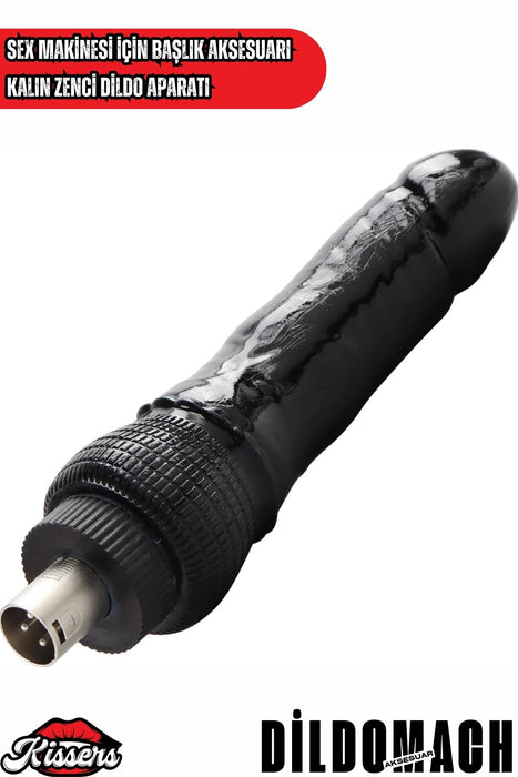 Sex Makinesi İçin 3XRL Uyumlu Siyah Penis Dildo Başlık 20 Cm