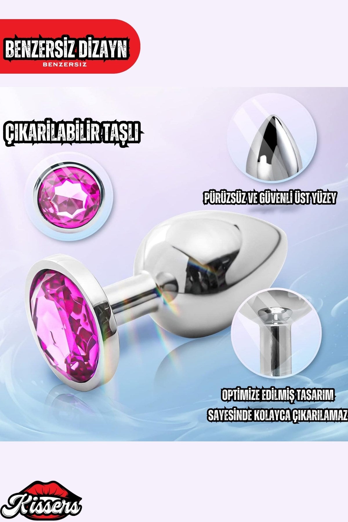 Paslanmaz elik Gm Pembe Mcevher karlabilir Tal 8 Cm Lks Ana   Kissers
