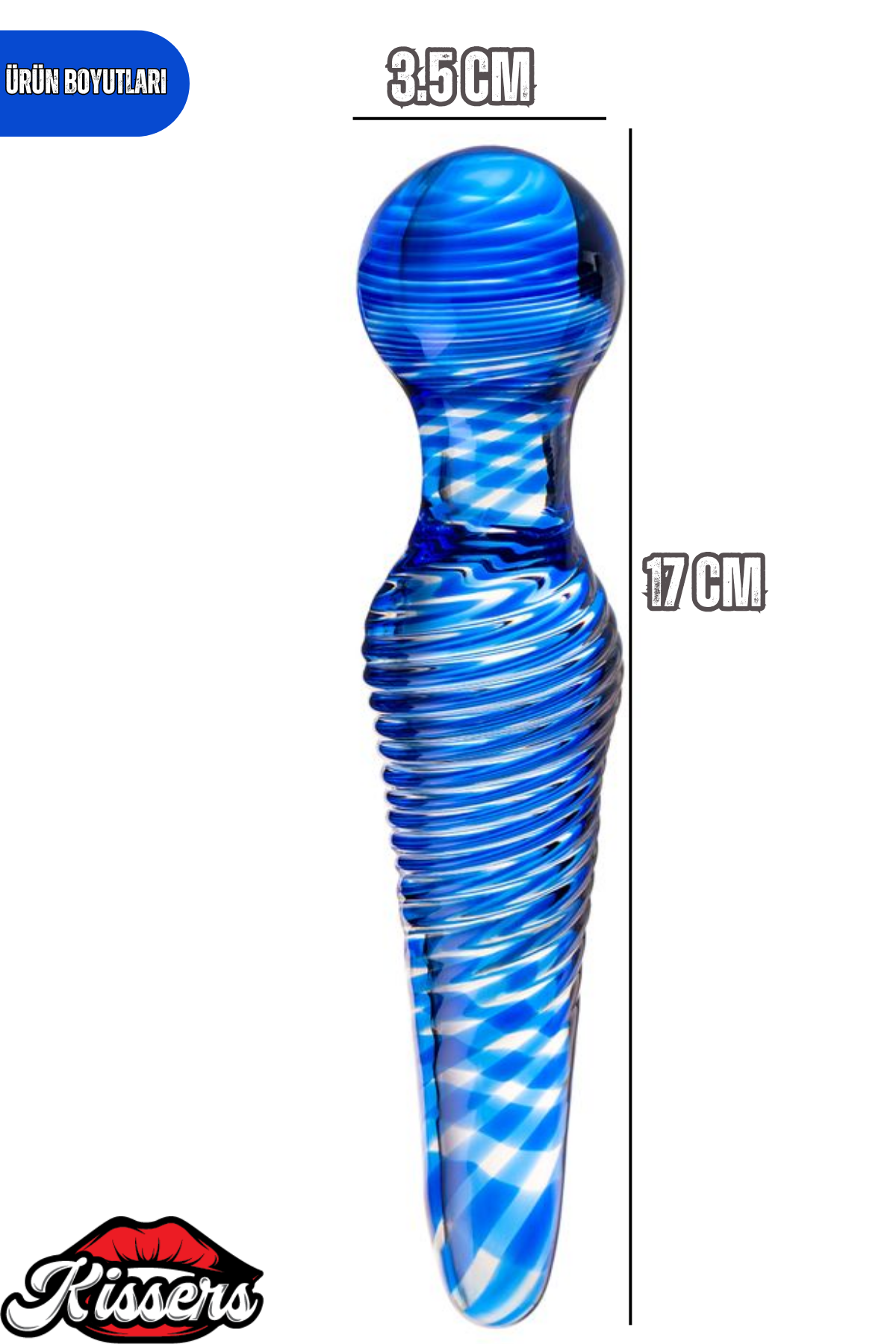 Çift Taraflı Kırılmaz Mavi Büyük Boy Tırtıklı Boğumlu Cam Dildo 25 Cm G Noktası Uyumlu Su Geçirmez Temperli Cam Masaj Ürünü