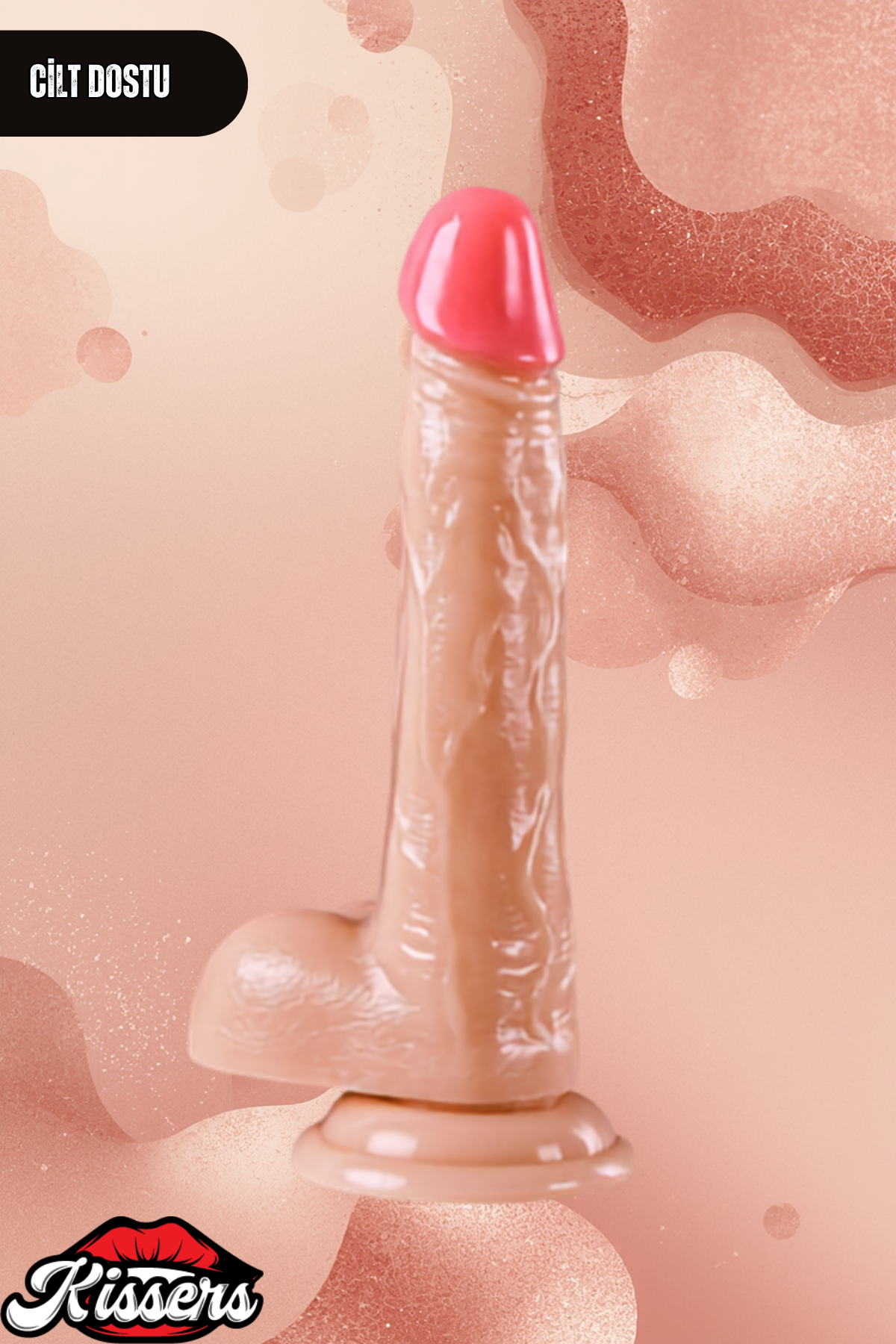 Gerçekçi Realistik Dokuda Vantuzlu Dildo Yapay Sert Penis 20 cm
