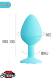 Brilliant Gümüş Taşlı Silikon Anal Plug 8 cm Mavi Medikal Silikon