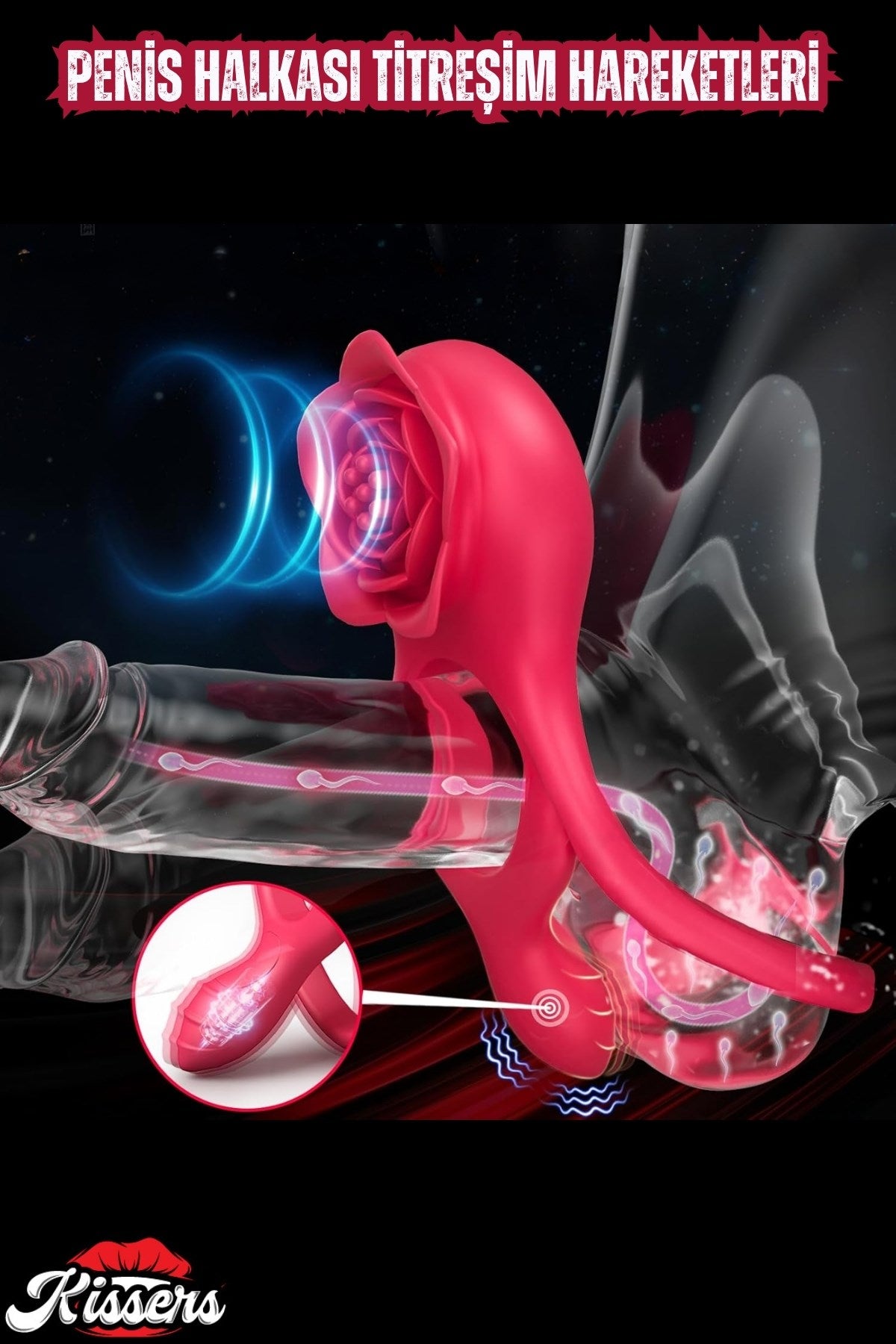 Cinsel Oyuncak Şarjlı Uzaktan Kumandalı Klitoris Uyarıcı Vibratör Testis ve Penis Halkası