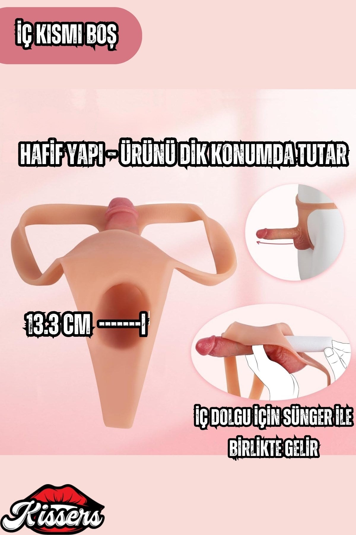 Giyilebilir Rahat Gerçekçi Dokuda İçi Boş Silikon Gerçekçi Belden Bağlamalı Kaymaz Penis Kılıfı