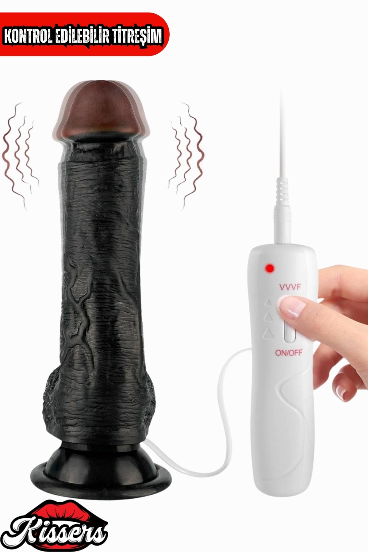Kablolu Kumandalı Vantuzlu Güçlü Titreşimli Gerçekçi Yapay Penis Realistik Dokuda Zenci Dildo 21 cm